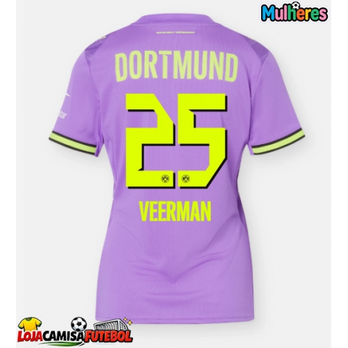 Camisa de Futebol Borussia Dortmund Joey Veerman #25 Equipamento Alternativo Mulheres 2026-27 Manga Curta